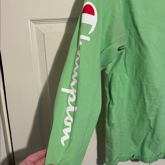 Champion Lime Green Logo Long Sleeve Tee - Picture 3 of 5
